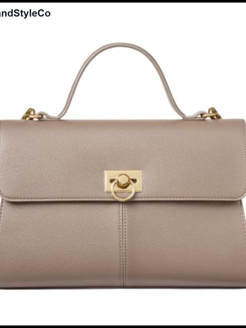 Structured Satchel Top Handle Purse Vegan Leather Twist Lock Crossbody